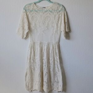Margaret Sheer Lace Mini Dress in Cream Size XS/S